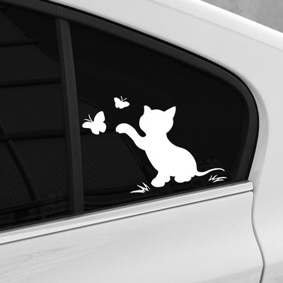Car Stickers Cartoon Animal Cat Body Sticker Graphic Cat Catch Butterfly Vinyl Decal Auto Body Styling Decoration Accessories