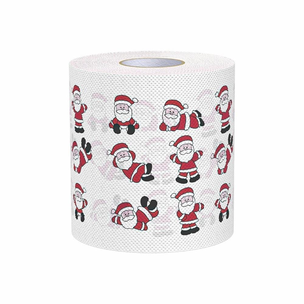 Santa Printed Christmas Toilet Roll Paper Christmas Tree Printed Color Pattern Xmas Tissue Roll Kitchen Tool