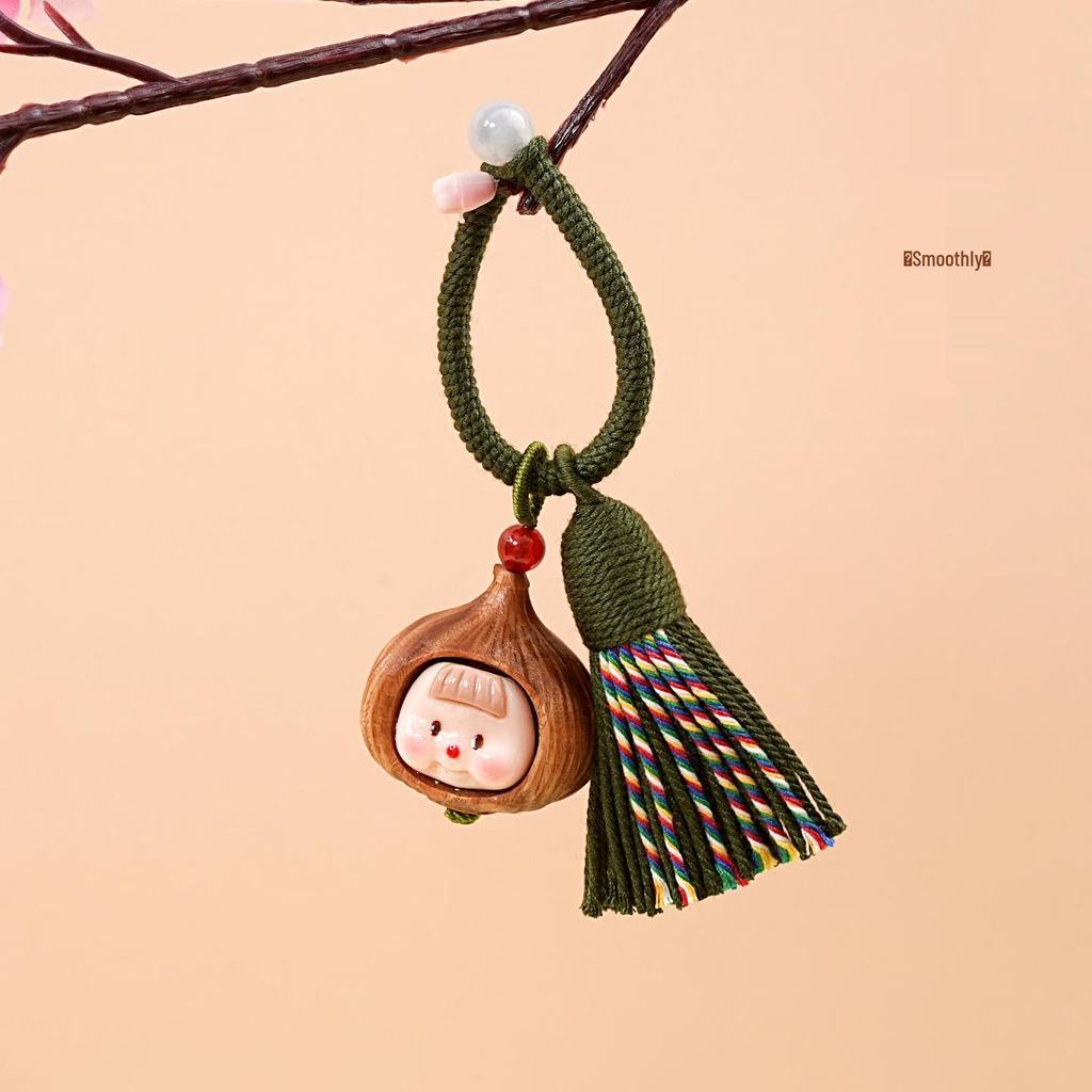Hand-Woven Tibetan Tassel Sandalwood Keychain Amulet In Ethnic Style