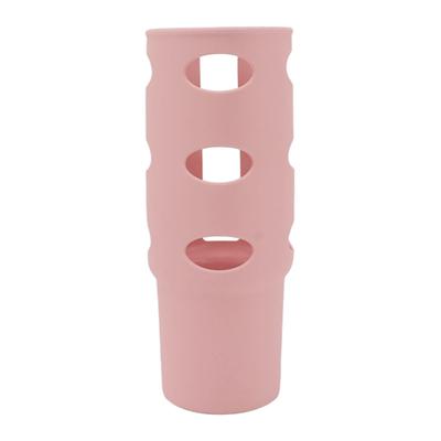 Becher Schutzhülle Rutschfest Rundumhüllend Abnehmbare Silikon Wasserbecher Manschette für 30oz Becher Hellrosa