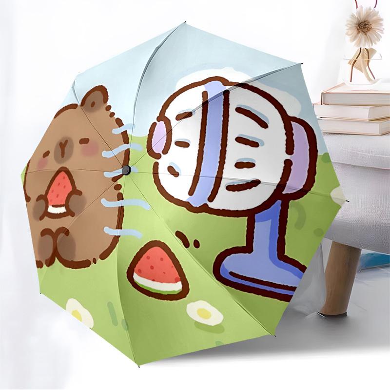 1 stuks Capybara, Bureauventilator Automatische Open/Sluit Paraplu, Compacte Opvouwbare Paraplu met Lichtgewicht Ontwerp voor Vrouwen/Mannen yy251028264