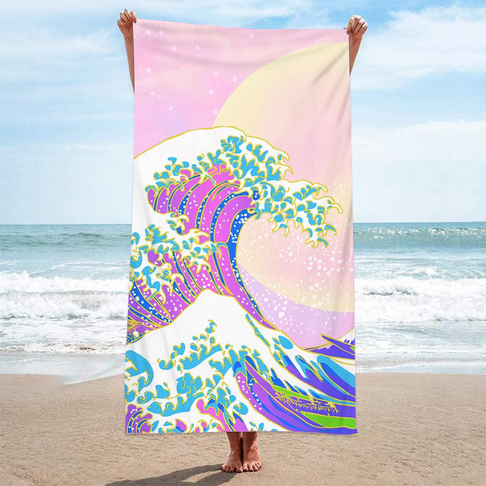 Microfiber Terry Cloth Digital Printing Fashion Pattern Beach Towel Bath Towel Seaside Blanket Shawl Sweat Towel