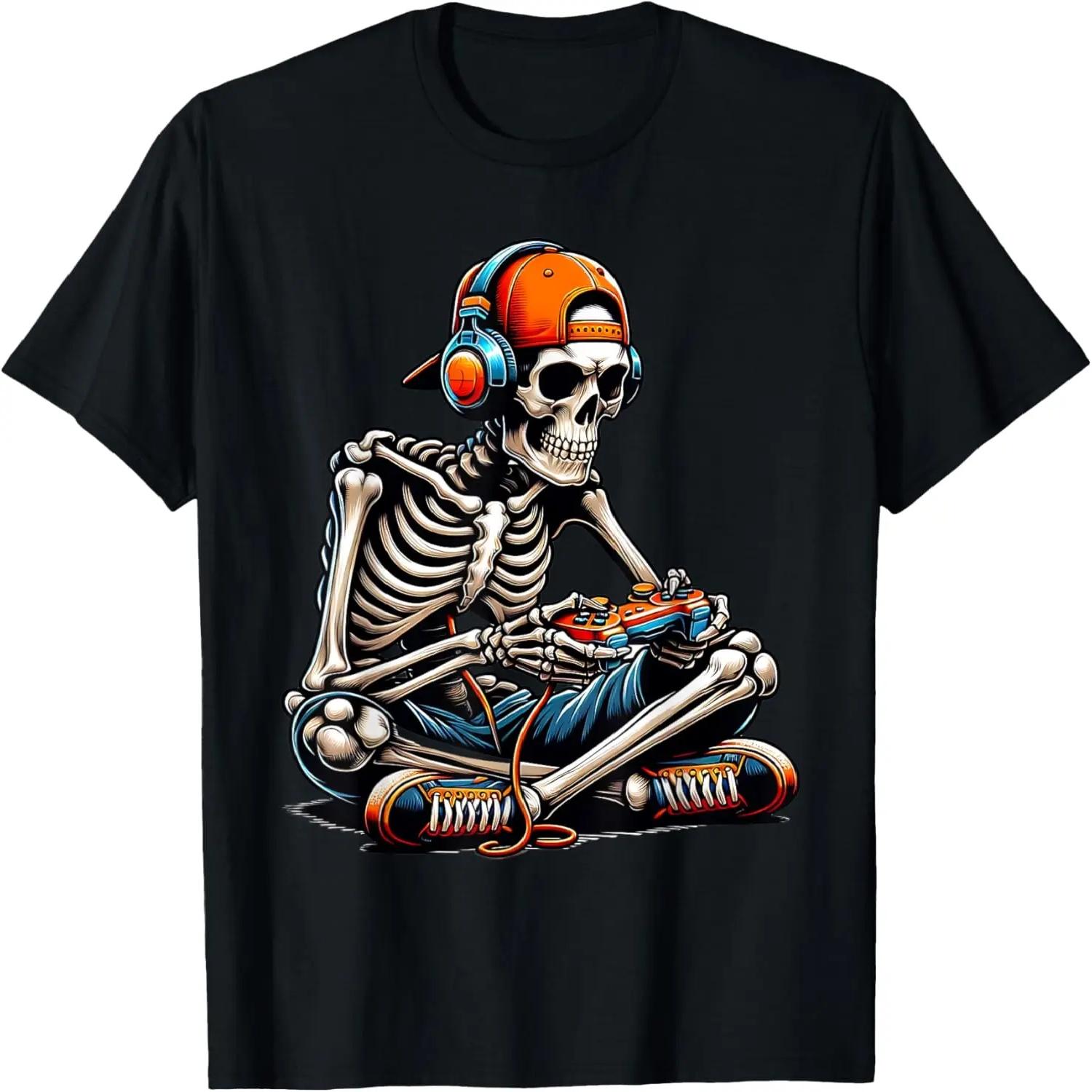Halloween Skeleton Gamer Video Gaming Boys Kids Teens Women T-Shirt XXXXXL разноцветный