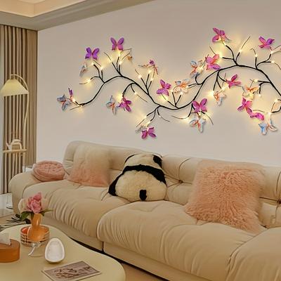 Luce LED in Rattan Regolabile con Telecomando, Decorazione da Parete Flessibile per Atmosfera Romantica Indoor