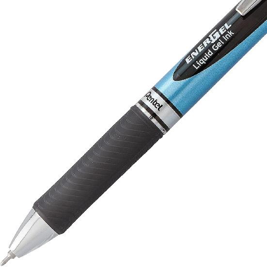 Pentel Energel 0.5 mm Rtx Retractable, 12 Pack of 6 Black & 6 Blue Ink Pens Needle Tip, Pens 0.5 mm Fine Point