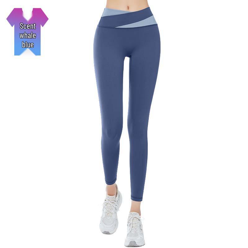 

Trendy High-Waist Nude-Feel Patchwork Yoga and Running Pants S
