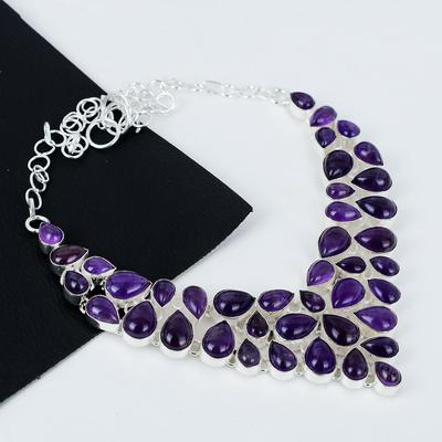 Collana in Argento Sterling 925 Elettroformato Fatta a Mano con Pietra di Ametista Naturale, Argento Ametista per Moglie Collana Unisex, Regalo per la Mamma