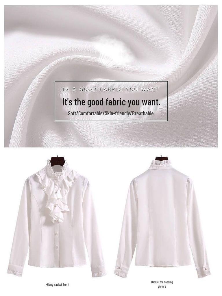 2025 Trendy Women's Slim Fit Ruffle Lace Chiffon Shirt - Versatile Spring/Summer Top