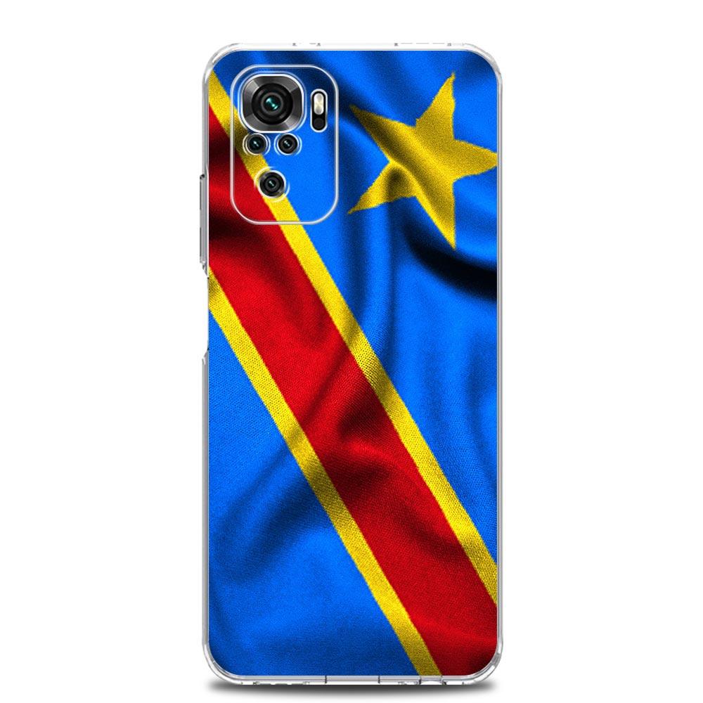 

Чехол для телефона для Xiaomi Redmi Note 13 12 5G 9S 9 8 10 11 Pro Plus 4G 9T 13C 12C10C 9C 9A 7 Прозрачный чехол флаг Конго Redmi Note 13 5G