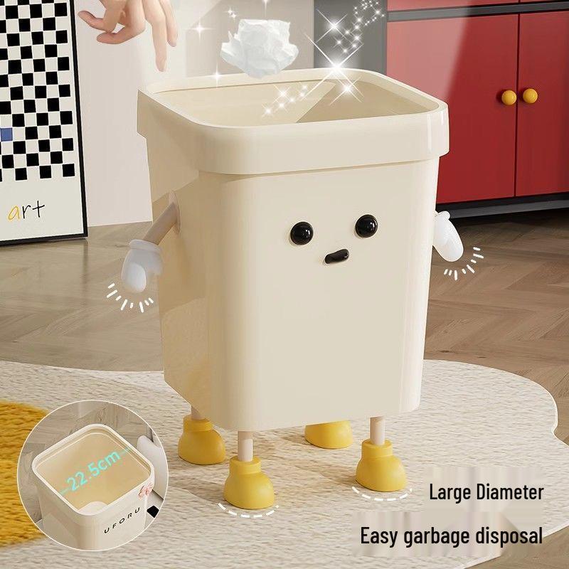 Creative & Cute Cartoon Trash Can - Large Capacity Wastepaper Basket for Kids' Bedroom or Bathroom