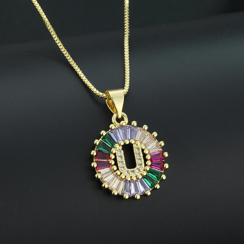 European and American simple 26 letter necklace directly from the manufacturer color zirconium English temperament pendant necklace wholesale