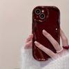 Retro Wine Red Wavy Phone Case For iPhone 17 16 15 14 13 12 11 Pro Max Plus 17e 16e Woman Girl Soft Shockproof Bumper Back Cover
