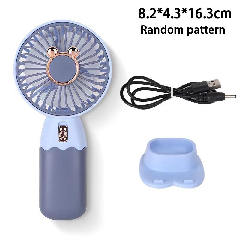 

2In1 Mini Electric Fan Outdoor Portable Handheld Usb Rechargeable Cooling Desk Fan With Mobile Phone Stand Function Summer синий