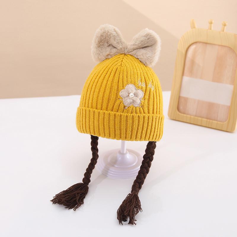 

Шапки для маленьких девочек, вязаная шапочка, милая тесьма, украшение, детская теплая шапка