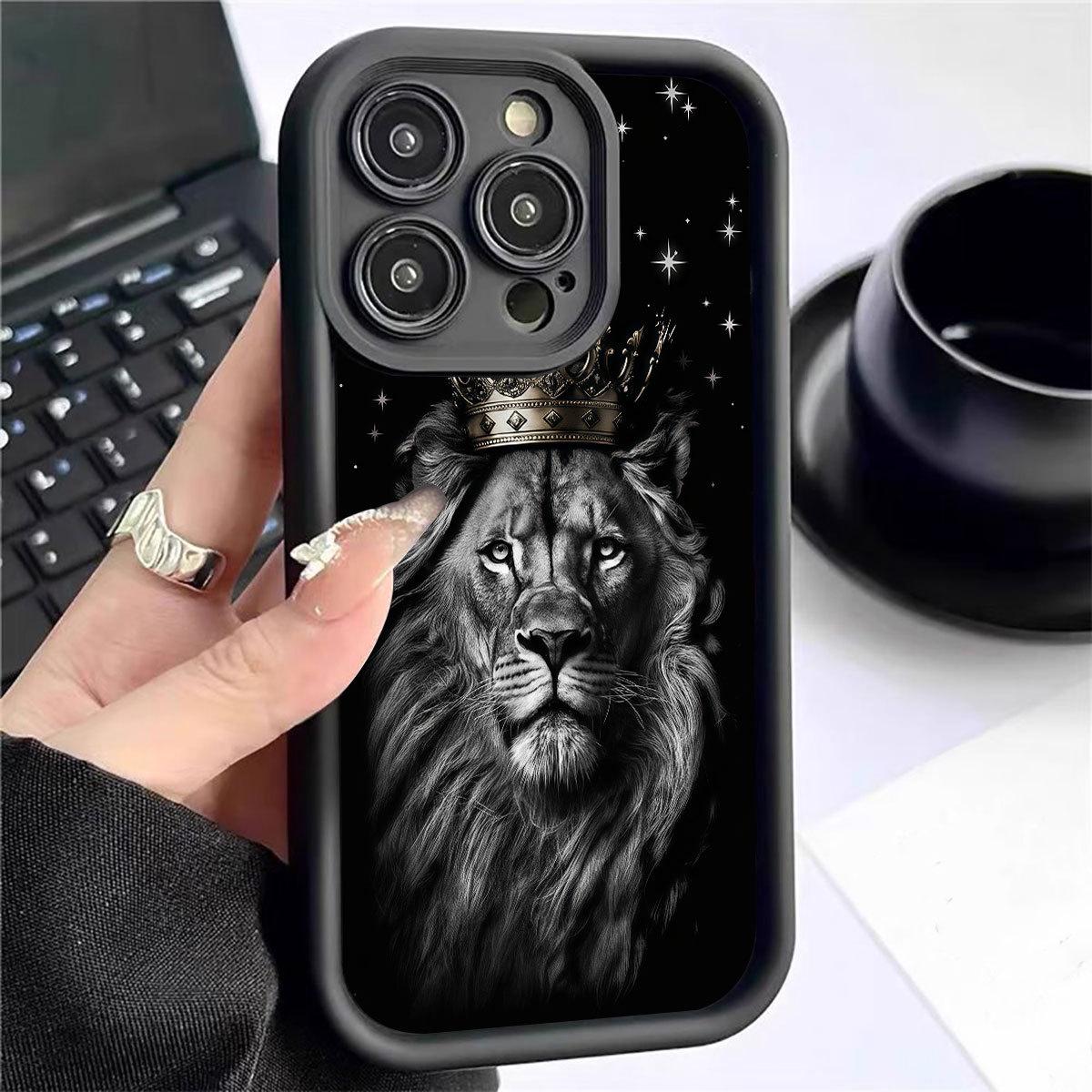 Lion King Crown Groove Black iPhone 15/16/17 Pro Max Protective Case iPhone 13 Pro Max чёрный