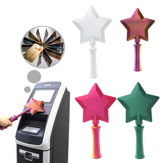 3D Printed Retractable Tap-to-Pay Star Wand Magical Contactless Payment Wand Novelty Wizard-Themed Credit Card Holder for Adults