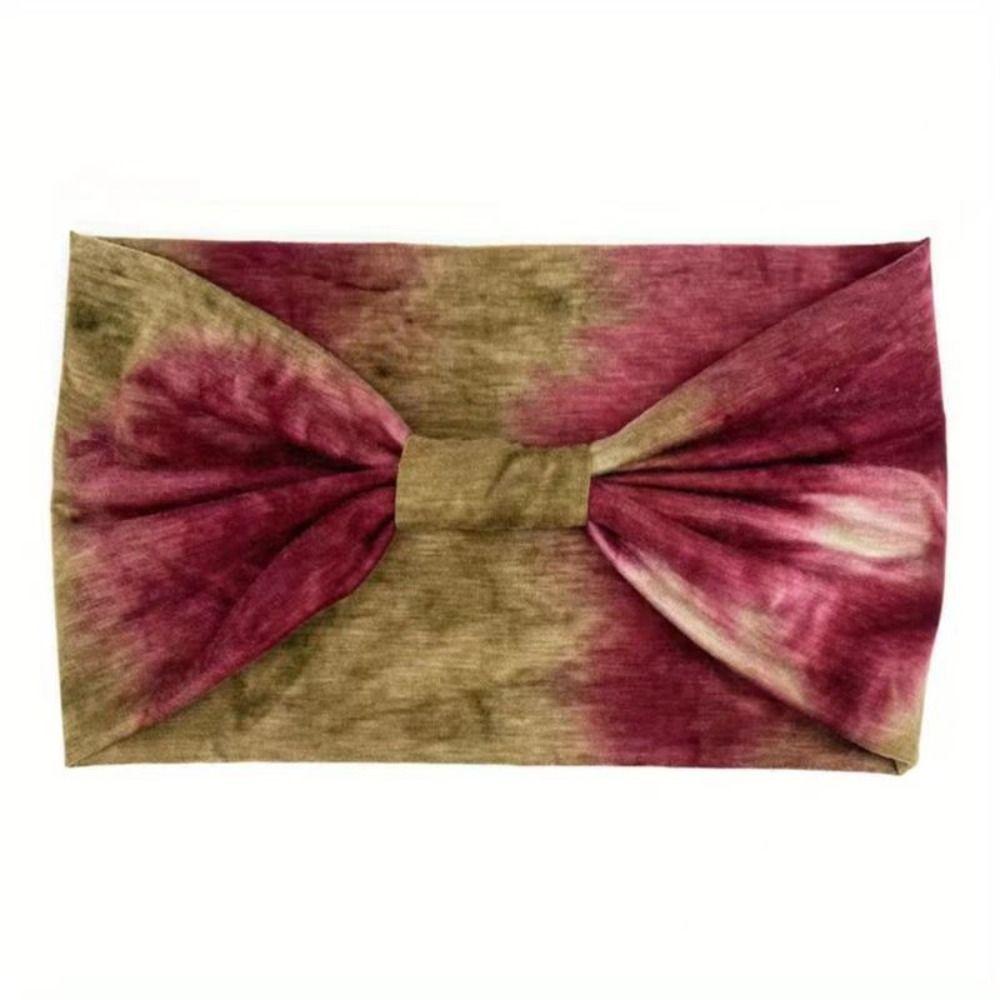 Colorful Tie Dye Headwrap Elastic Wide Headband Bowknot Turbans Cross Headband  Girls Ladies