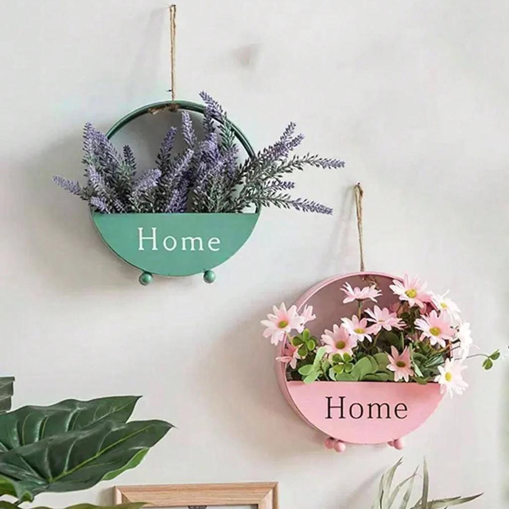 1pc-Wall Hanging Planter Oblate Flower Vase for Hydroponics Plants Home Office Living Room Decor