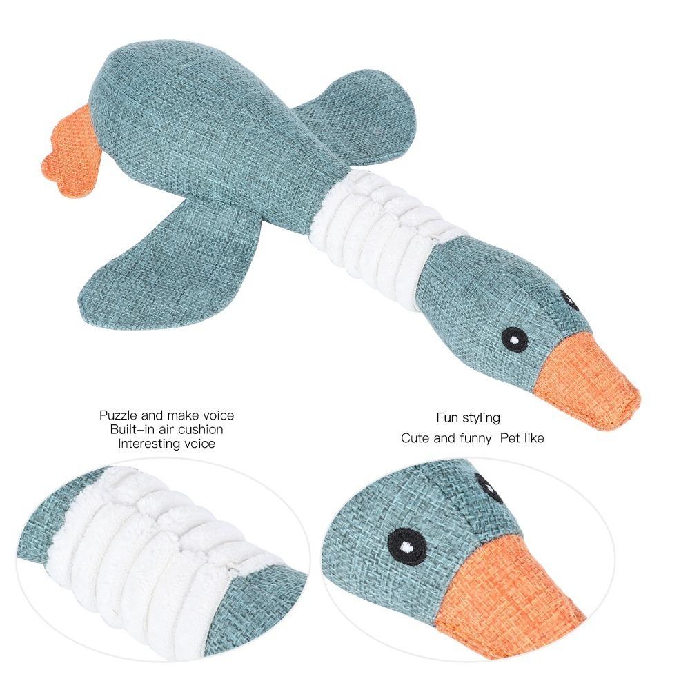 

Goose Shaped Goose Pet Toy Linen Fabric Dog Chew Toy Stuffed Animal Toy Daily Chewing сірий