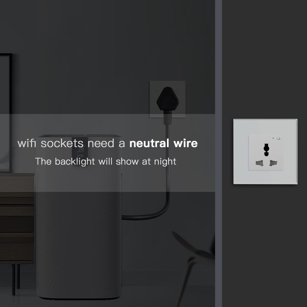 BSEED Wifi Multi-Function Socket Smart Universal Power Socket Wall Electric Socket Tuya Smart Life Google Alexa Voice Control