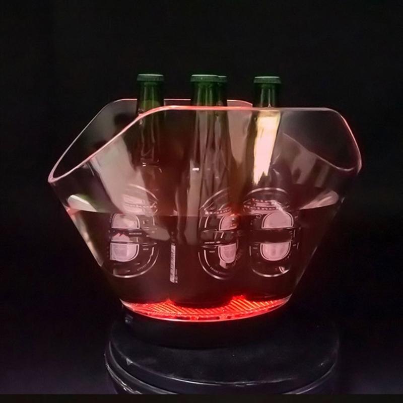Illuminated Ice Buckets Transparent Beverage Tub with Glowing LED Champagne Container Beverages Chiller for Parties