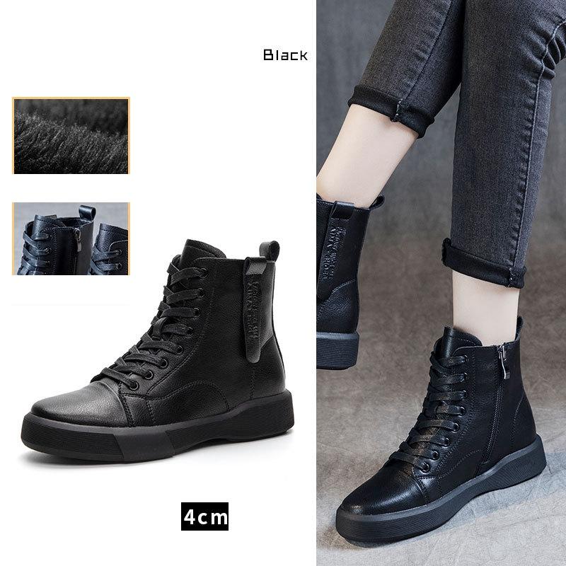 Women Fashion Thick-soled Martin Boots Fur Retro Ankle Boots Soft-soled Women Short Boots
