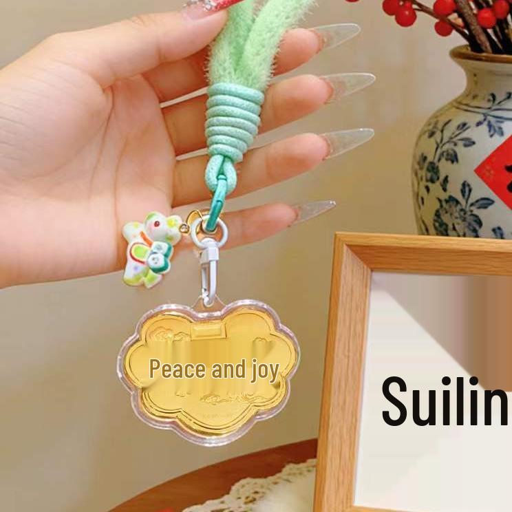 2026 Solid 999 Gold Four-Leaf Clover Good Luck Pendant Keychain