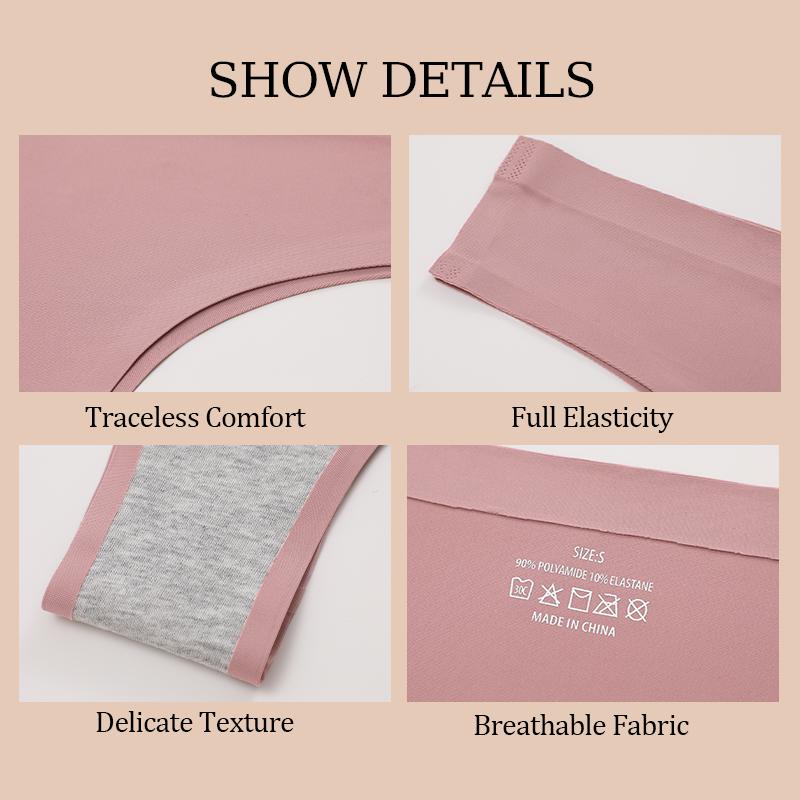 3PCS Seamless Maillard Panties Ultra-thin Brazilian panties Women Ice Silk Underwear Sexy Panty Low Waist G-string Female Solid