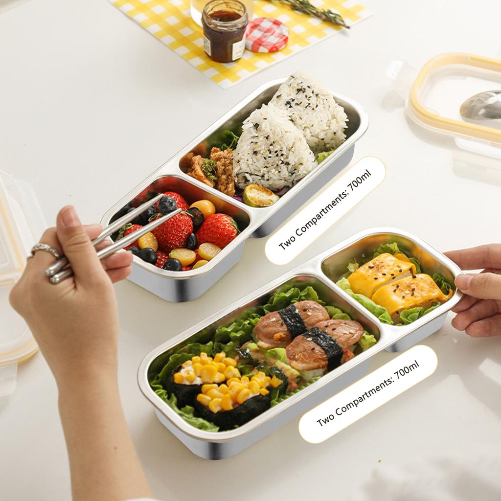 Outdoor Stainless Steel Lunch Box Camping Hiking Travel Portable Food Container Stainless Steel Color