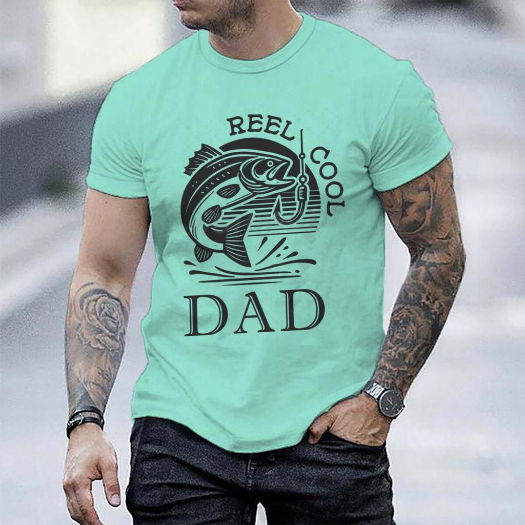 Reel Cool Dad Vintage Fisherunisex Tshirt Fathers Day Fun Daddy Tshirt Unisex Round Neck Short Sleeve Tees Male Tshirt Gift