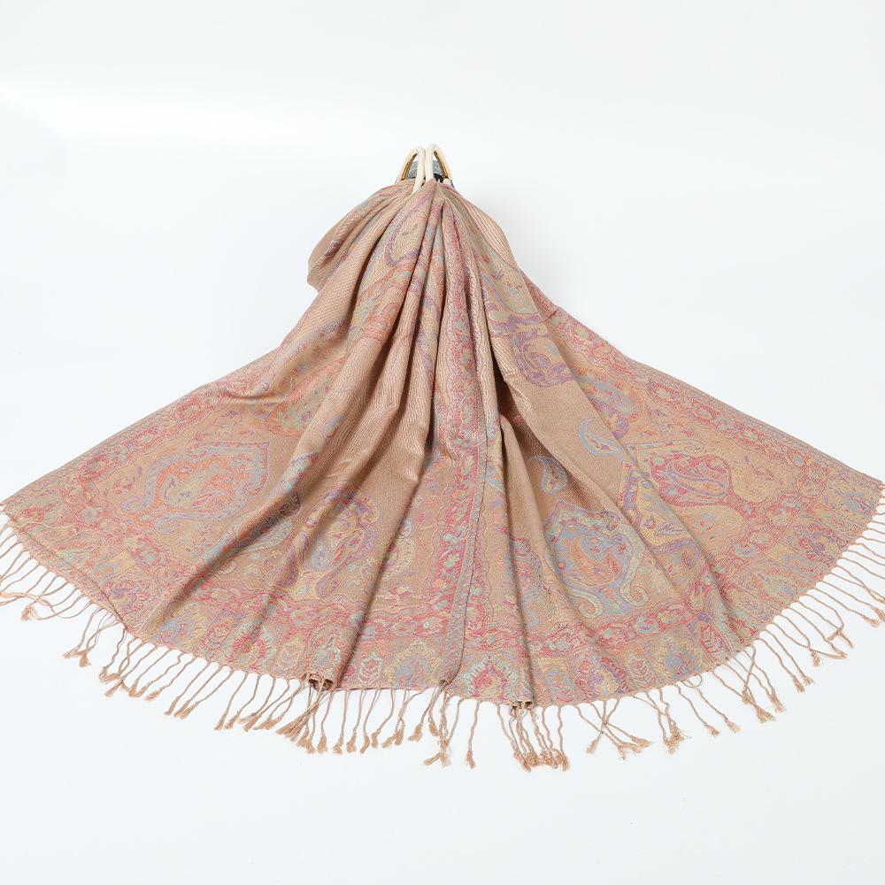 Jacquard cashew fringed shawl new autumn and winter women's headscarf floral extended scarf
