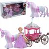 Rosa Einhorn B/O + Kutsche + Puppe 18cm 5472
