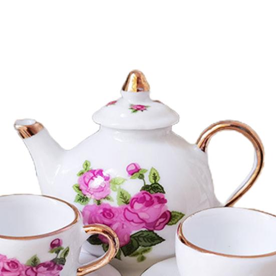 1 Set Dollhouse Tea Set Realistic Decoration 1/6 Scale Mini Ceramic Tea Set Accessories for Kitchen Scene