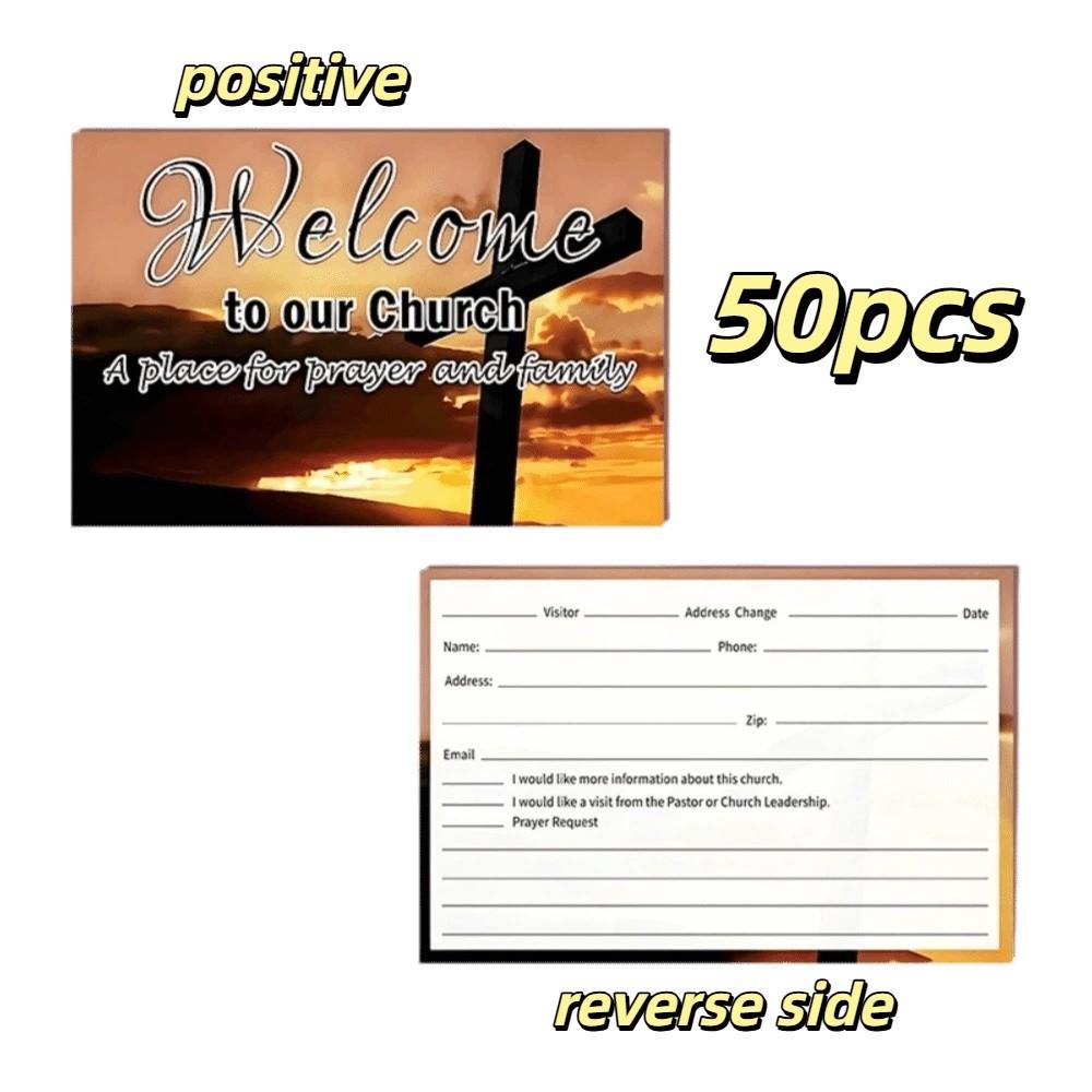 

50pcs Thoughtful Welcome Visitor Postcards Writable Area Inspirational Postcards Office Use 50pcs