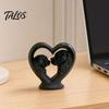 Dog Shaped Home Decoration 3D Printed Bernard Heart-Shaped Sculpture, Hollow Heart Silhouette Animal Statue with Matte Black Sculpture Finish,