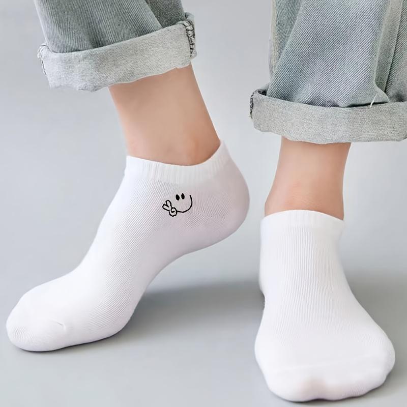 Unisex Joyful Face Ankle Socks - Breathable, Comfortable, and Stylish Solid Color for All Seasons