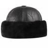 Thick Outdoor Warm Winter Hat Men Black Fur Leather Russian Male Windproof Snow Ski Cap Fleece Lined