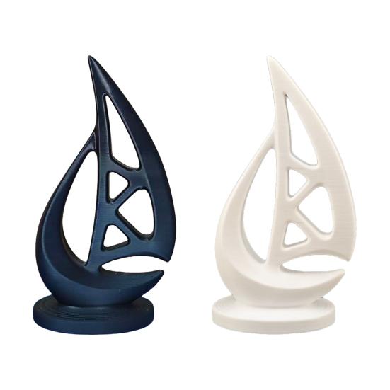 Mini 3D Printed Sailboat Figurine Nautical Coastal Boat Sculpture for Modern Home Office Mantel Bookshelf Decor