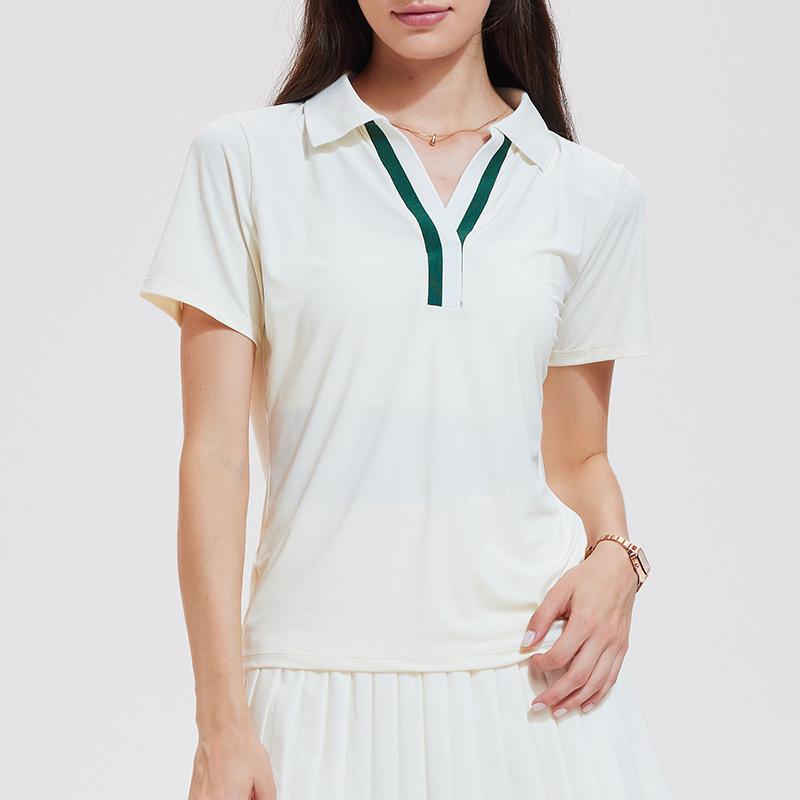 Cai Jue Women's Quick-Dry Short Sleeve Polo for Outdoor Sports & Fitness