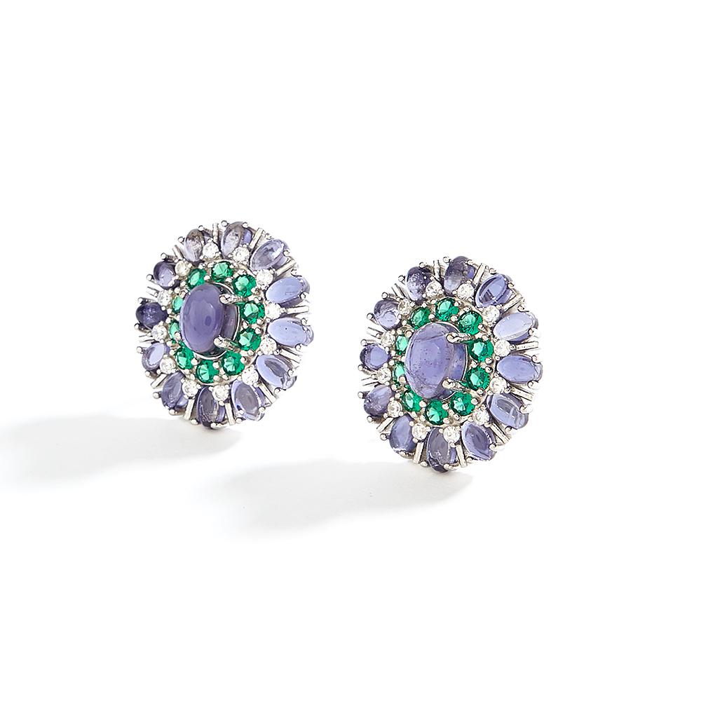 Luxury 925 sterling silver women's earrings natural iolite oval gemstones Exquisite fine jewelry for women's Anniversary gifts