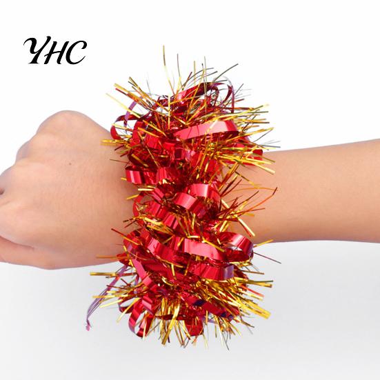 Long-lasting Tinsel Bracelet 1 Pair Colorful Elastic Band Adults Kids Universal Children's Day Rubber Kindergarten Dance Performance Prop Sports Meet