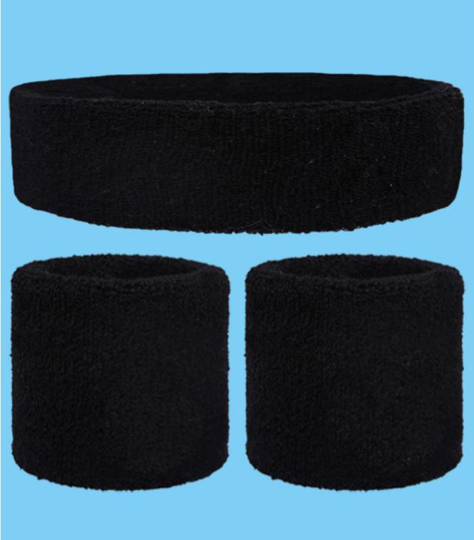 Custom Towel Yoga Elastic Cotton Striped Sweatband Headband Wristband Set