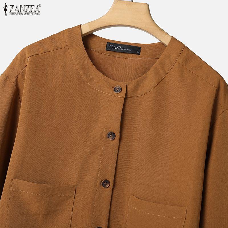 ZANZEA Bluză și pantaloni cu mânecă lungă pentru femei Seturi de costume casual din două piese