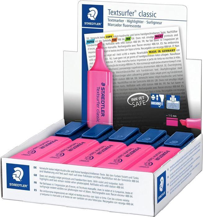 Surligneur - STAEDTLER - Textsurfer Classic - Rose - Boîte De 10 - Rechargeable