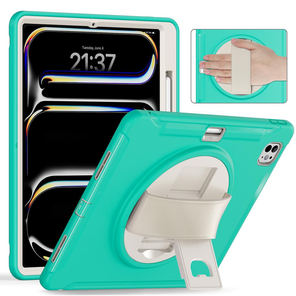 Hybrid Stand Cover for IPad Pro 13 2024 M4 Model A2926 A2925 A3007 360 Rotating Tablet Case PC-TPU with Hand Shoulder Shockproof