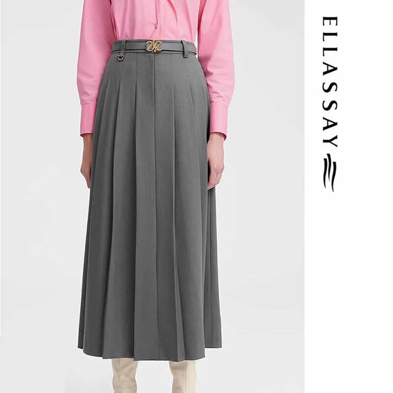 ELLASSAY Autumn Cotton-Feel Pleated A-Line Midi Skirt S