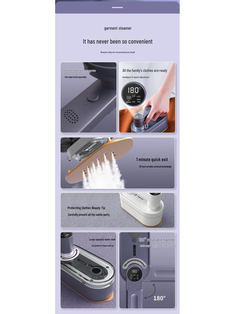 Digital Display Foldable Handheld Steamer: Compact Travel Iron