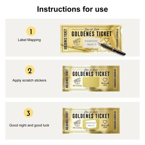 Goldenes Ticket Rubbelkarte Tiefdruck Rubbelkarte Überraschungsticket Rubbel-Grußkarte