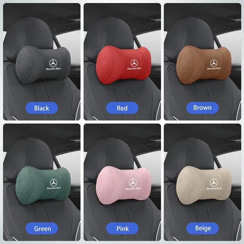 FHP3 Hot 2025 Car Suede Headrest Seat Neck Pillow Head Support For Mercedes Benz AMG GLE GLS CLS GLC CLA GLA GLK ML C197 R231 W167 W2