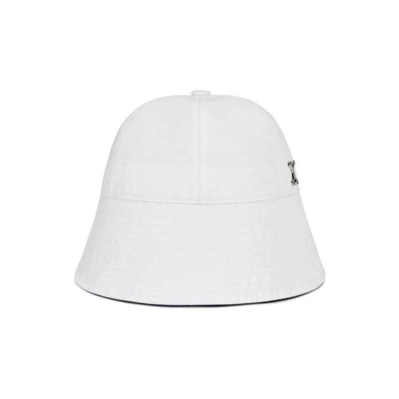VARZAR VA Curved Stud Round Drop Bucket Hat White